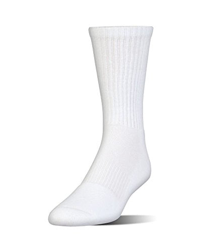 Under Armour Adult Charged Cotton Crew Socks, Multipairs, White/Gray (6-Pairs), Medium