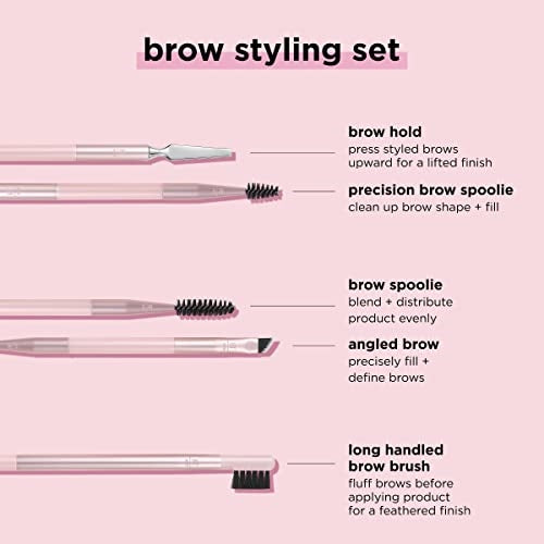 Real Techniques Brow Styling Set, For Lifting Brows, Fill & Style, Dual-ended Makeup Brushes, Full Kit for Eyebrows, Get Full, Laminated, or Natural Brows, Multiuse Tools, 3 Piece Set