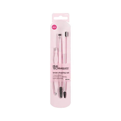 Real Techniques Brow Shaping Set, Spoolie, Tweezers & Brow Brushes, Dual-Ended Tools, For Styling, & Shaping Eyebrows, Get Full, Fluffy Brows, Multiuse Brushes, Cruelty-Free, 3 Piece Set