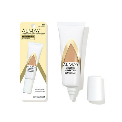 Almay Ageless Hydrating Liquid Concealer Makeup, Natural Finish, 020 Light Medium, 0.37 fl oz.