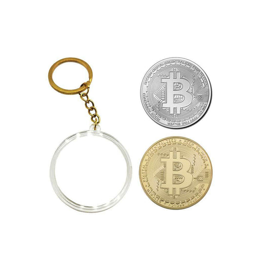 Bitcoin Gold & Silver Gift Set Collectors Edition 40mm Coin Includes a Keychain