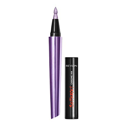 Revlon So Fierce! Chrome Ink Liquid Eyeliner, Longlasting Bold Metallic Pen Liner with Dip Ink Cap for Pearl, Shimmer Blend, 904 Ultraviolet Foil, 0.03 oz.