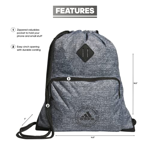 adidas Classic 3s 2.0 Sackpack Drawstring Bag, Jersey Onix Grey/Black, One Size