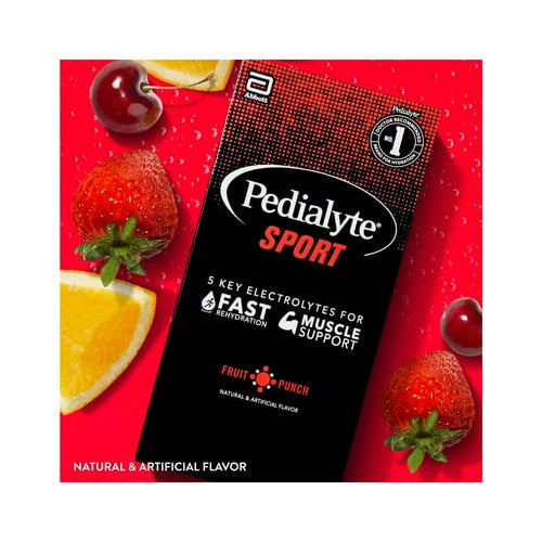 Pedialyte Sport Electrolyte Powder, Fruit Punch, 6 Powder Packets