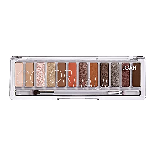 JOAH Color Haul Eyeshadow Palette, Travel Size Eye Makeup Kit, Matte & Shimmer Eyeshadow, Korean Makeup, 12 Highly Pigmented, Super Bendable Soft & Deep Colors, Includes Brush, Smokeshow