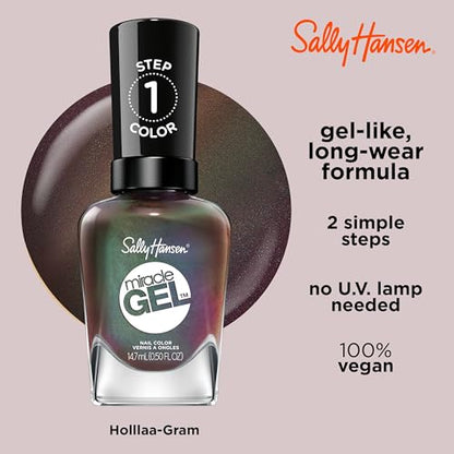 Sally Hansen Miracle Gel™, Holllaa-Gram, Long Lasting, Gel-Like Formula, No UV Lamp Needed, Brown Metallic Nail Polish