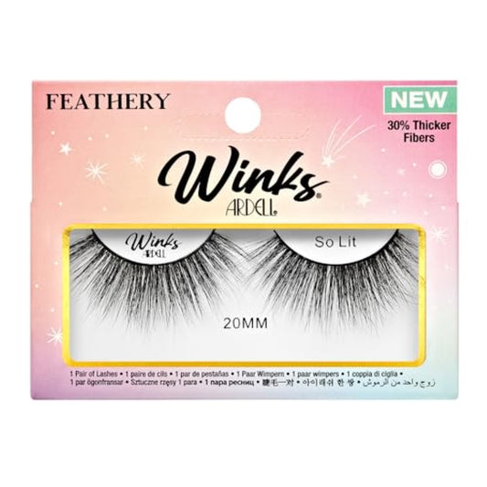 Ardell Winks So Lit Lashes, Full Volume, 20mm Length, Dramatic Night Luxe Look, Black Band