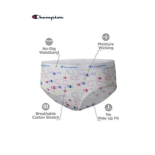 Champion Girls 6-Pack Everyday Cotton Brief Grey Black White M (7-8)