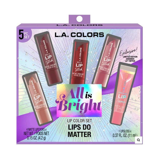 L.A. COLORS 5pc All Is Bright Lip Color Set, Lips Do Matter