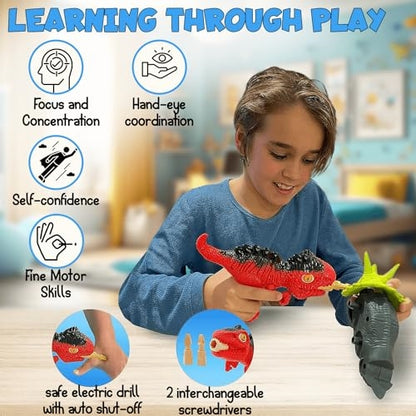 Build your own Dinosaur - Glows in the Dark and Roars - Movable Pieces - Fun and Educational STEM Screw Together  Build Toys - Ages 3+