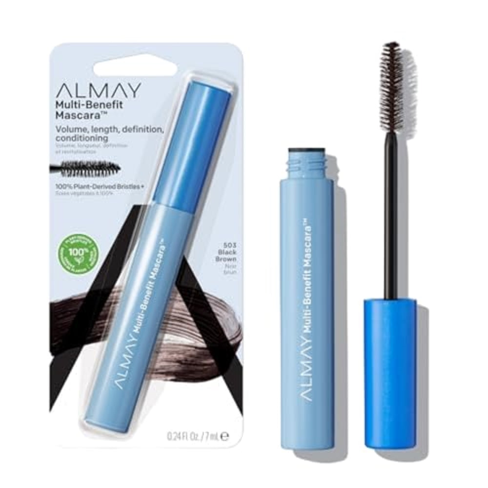 Almay Mascara, Volume, Length, Definition & Conditioning, Eye Makeup Stocking Stuffers for Women, Hypoallergenic, 503 Black Brown, 0.24 Oz