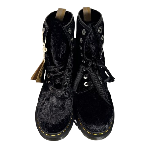 Doc Dr Martens Airwair Vegan 31020 Black Crushed Velvet Boots  Grunge Womens 9