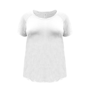 RBX Active Women's Plus Size Jersey Raglan Tee with Jacquard Mesh Tee T-Shirt 1X