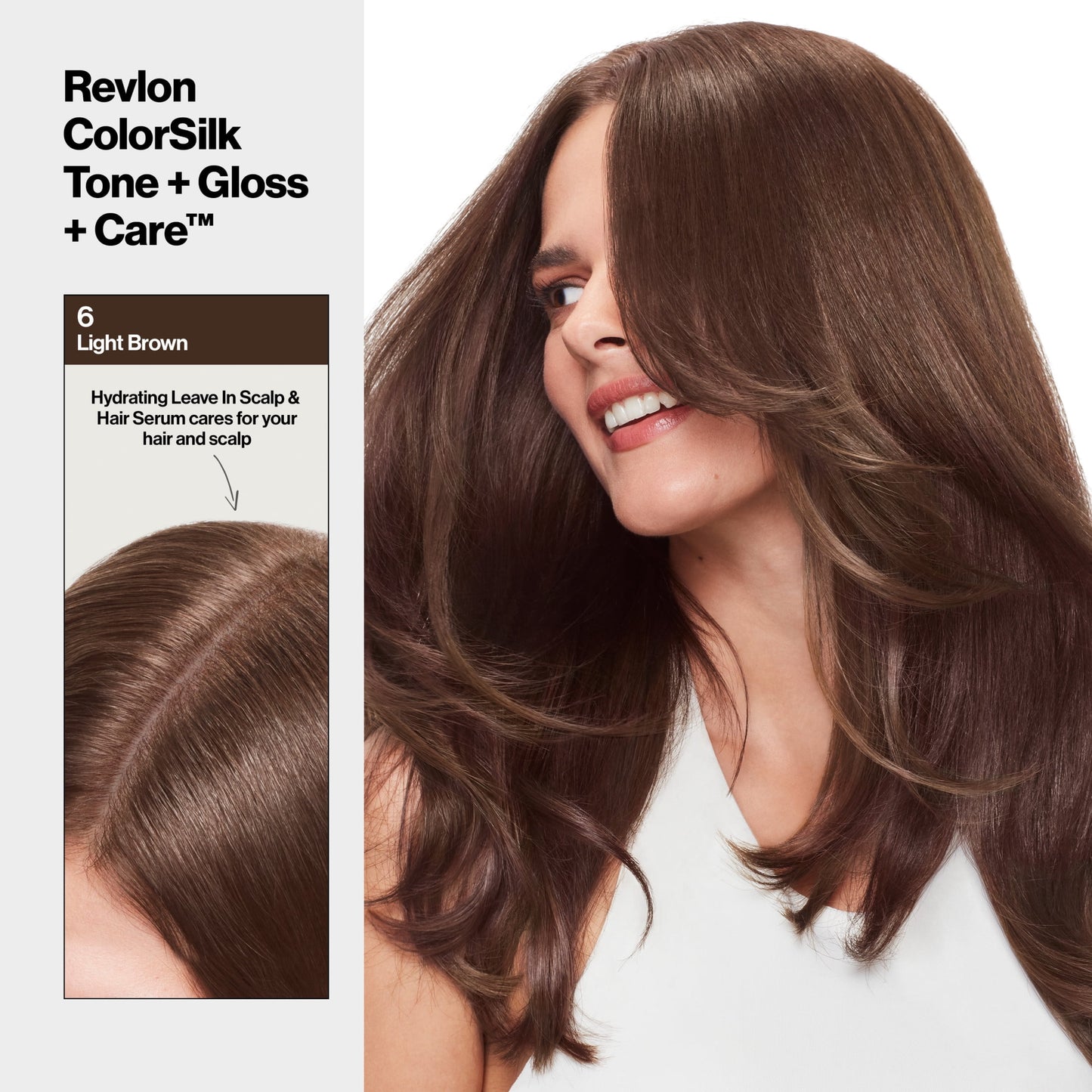 Revlon ColorSilk Tone + Gloss + Care Demi-Permanent Hair Color, 6 Light Brown, 4.5 fl oz