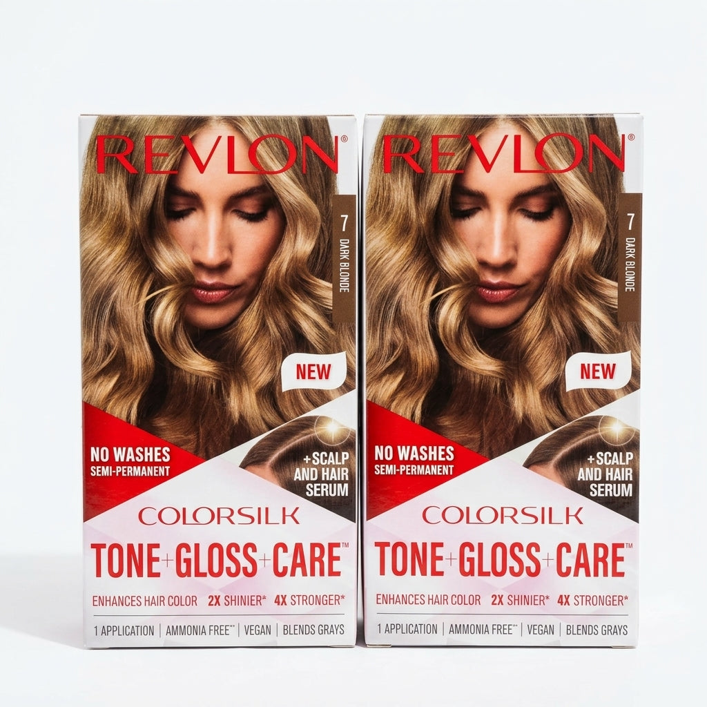 2 Pack Revlon ColorSilk Tone Gloss Care Demi-Permanent Hair Dye 7 Dark Blonde