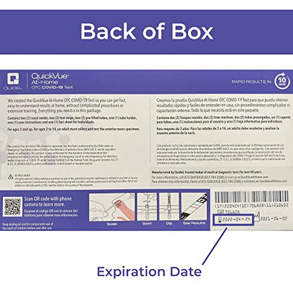 Quidel QuickVue At-Home OTC COVID-19 Test Kit, Self-Collected Nasal Swab Sample, 10 Minute Rapid Results - Single Kit (includes 2 tests, intended for a single user)