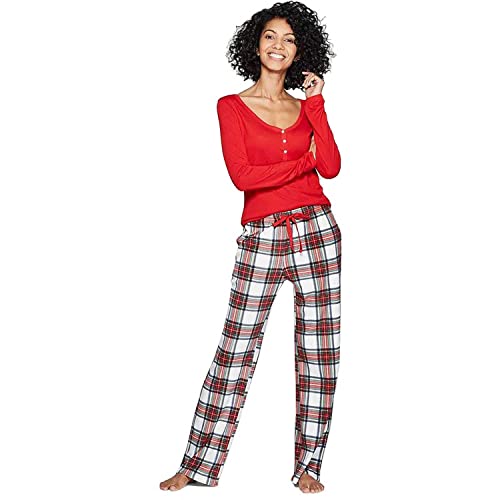 Stars Above Women's Henley Super Soft Sleep Pajama 2 Piece Set (X-Large, Ripe Red)
