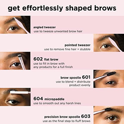 Real Techniques Brow Shaping Set, Spoolie, Tweezers & Brow Brushes, Dual-Ended Tools, For Styling, & Shaping Eyebrows, Get Full, Fluffy Brows, Multiuse Brushes, Cruelty-Free, 3 Piece Set