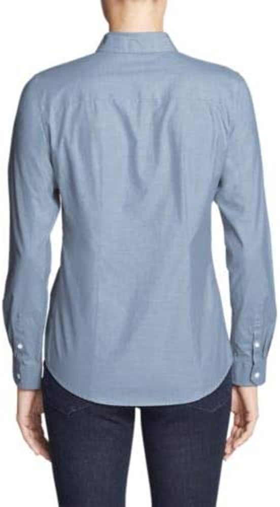 Eddie Bauer Women's Wrinkle-Free Easy Care Long-Sleeve Shirt Solid Chambry XL