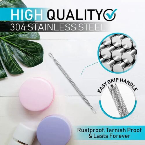 Professional Blackhead Extractor Tool (Stainless Steel) Pimple Popper for Acne, Whiteheads, and Blackheads Best for Facial Skin Care and Pore Minimization
