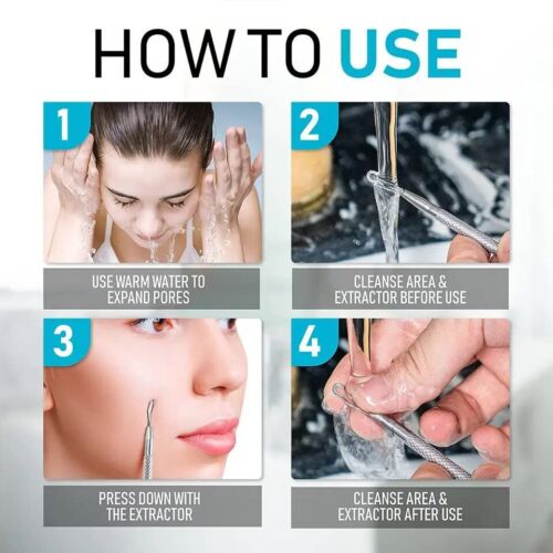 Professional Blackhead Extractor Tool (Stainless Steel) Pimple Popper for Acne, Whiteheads, and Blackheads Best for Facial Skin Care and Pore Minimization