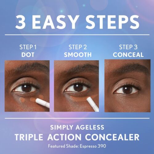COVERGIRL Simply Ageless Triple Action Concealer, 380 Soft Sable, 0.24 fl oz
