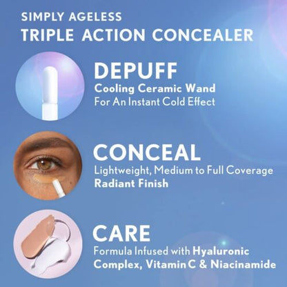 COVERGIRL Simply Ageless Triple Action Concealer, 380 Soft Sable, 0.24 fl oz