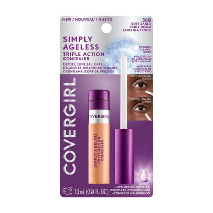 COVERGIRL Simply Ageless Triple Action Concealer, 380 Soft Sable, 0.24 fl oz
