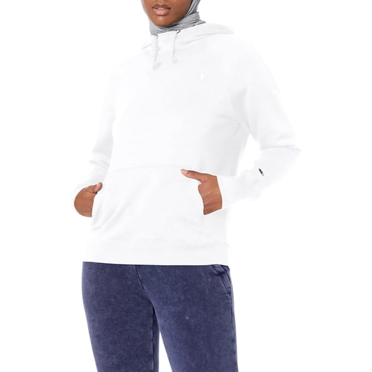 Champion Women's Powerblend Fleece Hoodie, White, X-Large