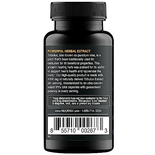 Nugenix Essentials Tribulus Terrestris for Men Extract - 95% Total Saponins, 1000mg High Potency, Extra Strength, 60 Count