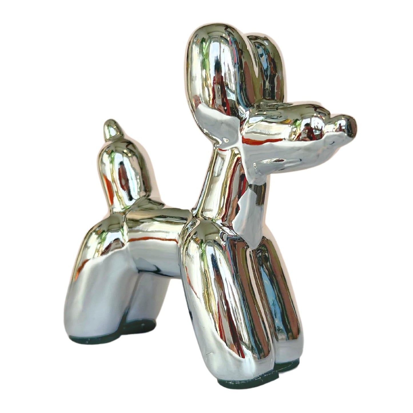 Kasa Style Balloon Dog Sculpture Silver, Aesthetic Decorative Dog Statue, Fun, Small Balloon Dog Figurine for Coffee Table, Bookshelf, Preppy Room Decor Silver 4x4