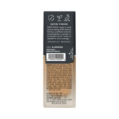 e.l.f. Flawless Satin Foundation, Almond, 0.68 fl oz