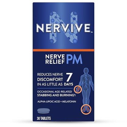 Nervive Nerve Relief PM, Alpha Lipoic Acid, Vitamin B12, B6, B1, 30 Tablets (Packaging May Vary)