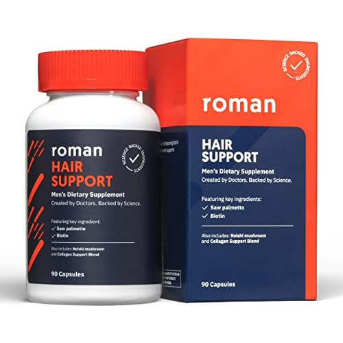 ROMAN Hair Support Supplement for Men | with Saw Palmetto, Zinc, and Biotin to Help Support and Nourish Hair | 30-Day Supply (90 Capsules)