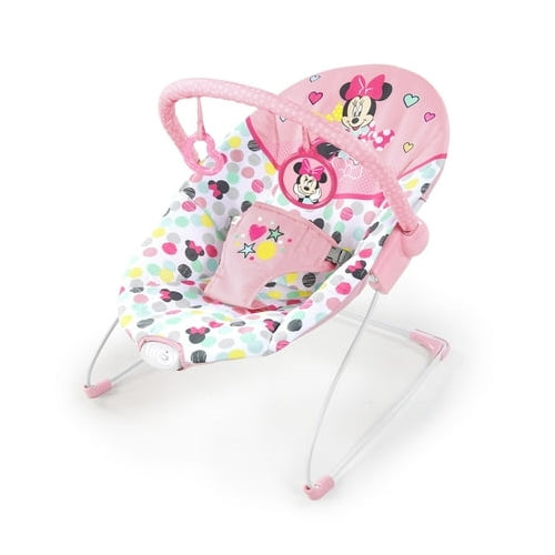 Disney Baby Slip Resistant Vibrating Infant Baby Bouncer, Minnie Mouse Spotty Dotty by Bright Starts