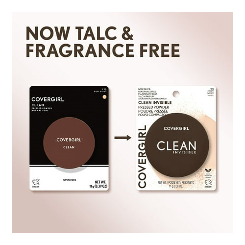COVERGIRL Clean Invisible Pressed Powder, 155 Soft Honey, 0.38 oz