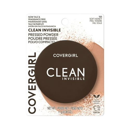 COVERGIRL Clean Invisible Pressed Powder, 155 Soft Honey, 0.38 oz