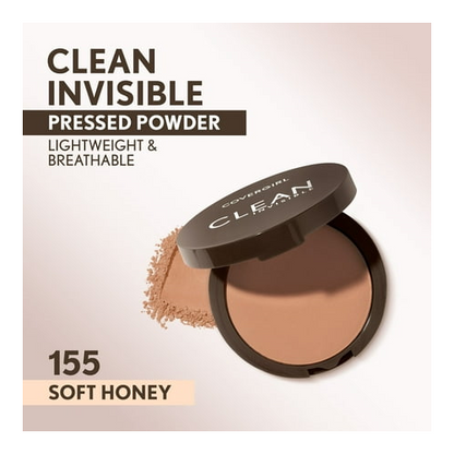COVERGIRL Clean Invisible Pressed Powder, 155 Soft Honey, 0.38 oz