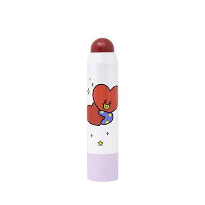 The Crème Shop BT21 Lip + Cheek Chic Stick | Tinted Essence Stick (Enriched with Hyaluronic Acid & Vitamin E) - K-Pop Red (TATA)