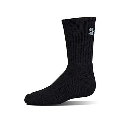 Under Armour Adult Charged Cotton Crew Socks, Multipairs, Black/Gray (6-Pairs), Large