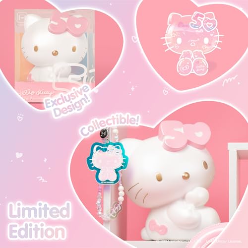 Hamee Sanrio Hello Kitty 50th Anniversary Jumbo Squishy Toy Limited Edition Collectible Slow Rising Cute SquiSHU Pearl Finish Birthday Gift, Party Favors, Stress Relief – Hello Kitty (Pink Bow)