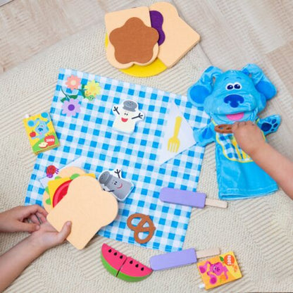 Melissa & Doug Blueâ€™s Clues & You! Share with Blue Picnic Play Set with Hand Puppet - FSC-Certified Materials