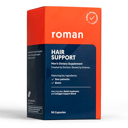 ROMAN Hair Support Supplement for Men | with Saw Palmetto, Zinc, and Biotin to Help Support and Nourish Hair | 30-Day Supply (90 Capsules)