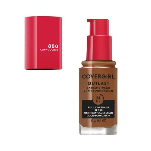 COVERGIRL Outlast Extreme Wear Foundation SPF18, 880 Cappuccino, 1 oz