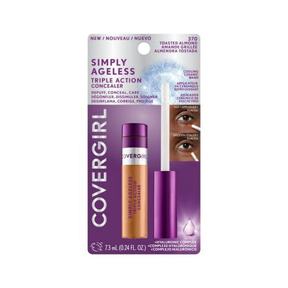 COVERGIRL Simply Ageless Triple Action Concealer, 370 Toasted Almond, 0.24 fl oz