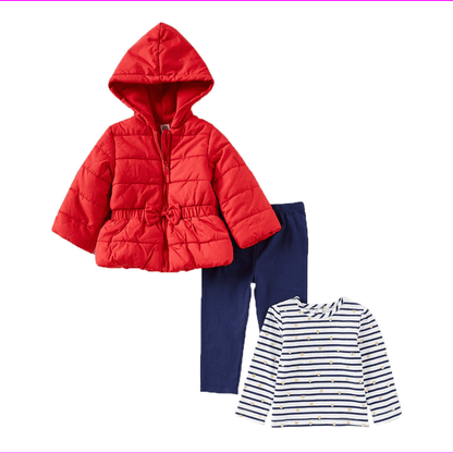 Little Me 3-Piece Puffer Vest, Shirt, and Pant Set