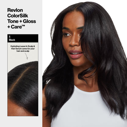 Revlon ColorSilk Tone + Gloss + Care Demi-Permanent Hair Color, 1 Black, 4.5 fl oz