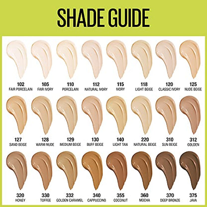 Maybelline Super Stay Full Coverage Liquid Foundation Active Wear Makeup, Up to 30Hr Wear, Transfer, Sweat & Water Resistant, Matte Finish, Toffee, 1 Count
