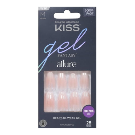 KISS Gel Fantasy Allure Glazed Donut Press-On Nails, Pink, Medium, Coffin Shape, 31 Ct.