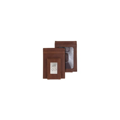 Brown North Carolina Tar Heels Leather Front Pocket Wallet
